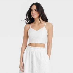Women's Eyelet Bra Tank Top - Universal Thread" White